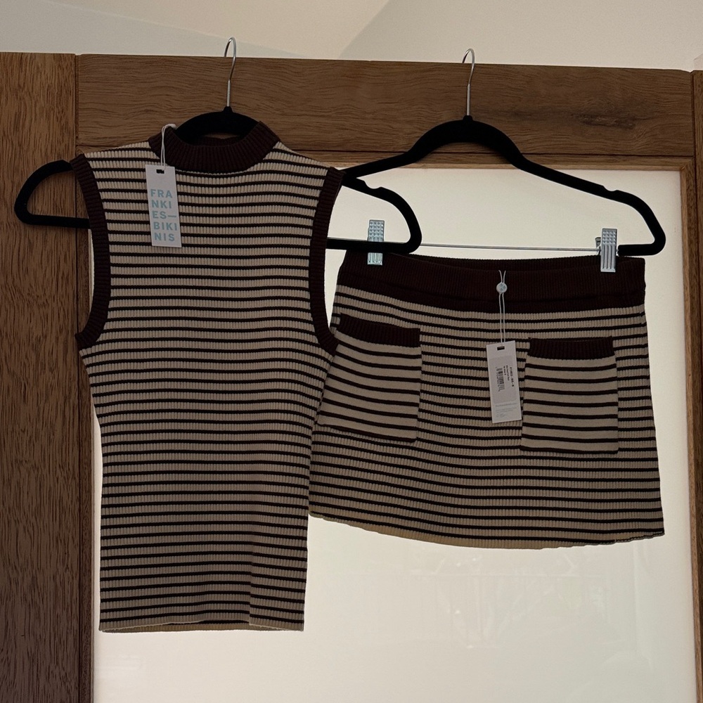 Frankie's Bikinis Brown and Cream Striped Top